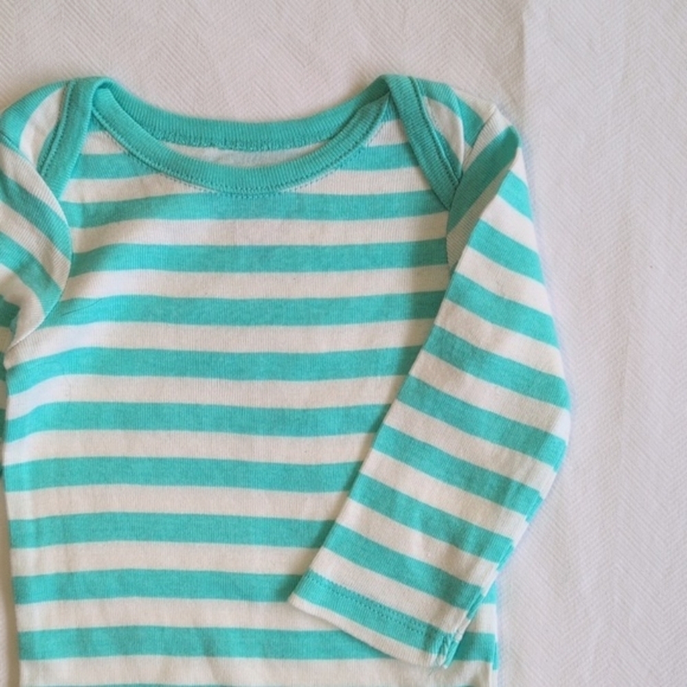 children's place aqua striped cotton long sleeve bodysuit 0-3 months baby unisex